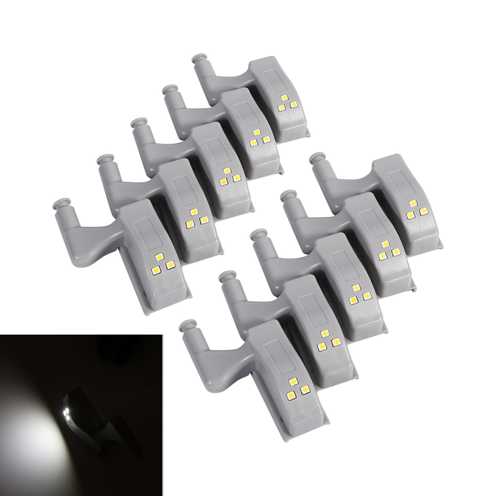 Cabinet Hinge LED Sensor Light, 10pcs Universal Motion Activated Night Lights for Kitchen Living Room Closet Cupboard Wardrobe Cool White