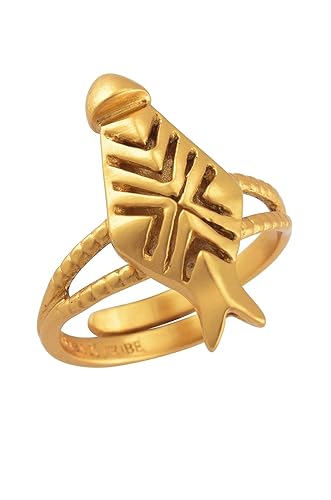 Amrapali Masaba x Tribe Ivory Mask Gold Plated Ring for Women (MSR-09(G))