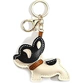 MUCOOS Puppy Keychain Cute Dog Faux Leather Keycharm for Women Pet Lover Gift for Keys Bags