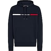 Tommy Hilfiger mens Medium Weight Fleece Hoodie Sweatshirt With Signature Stripe Logo
