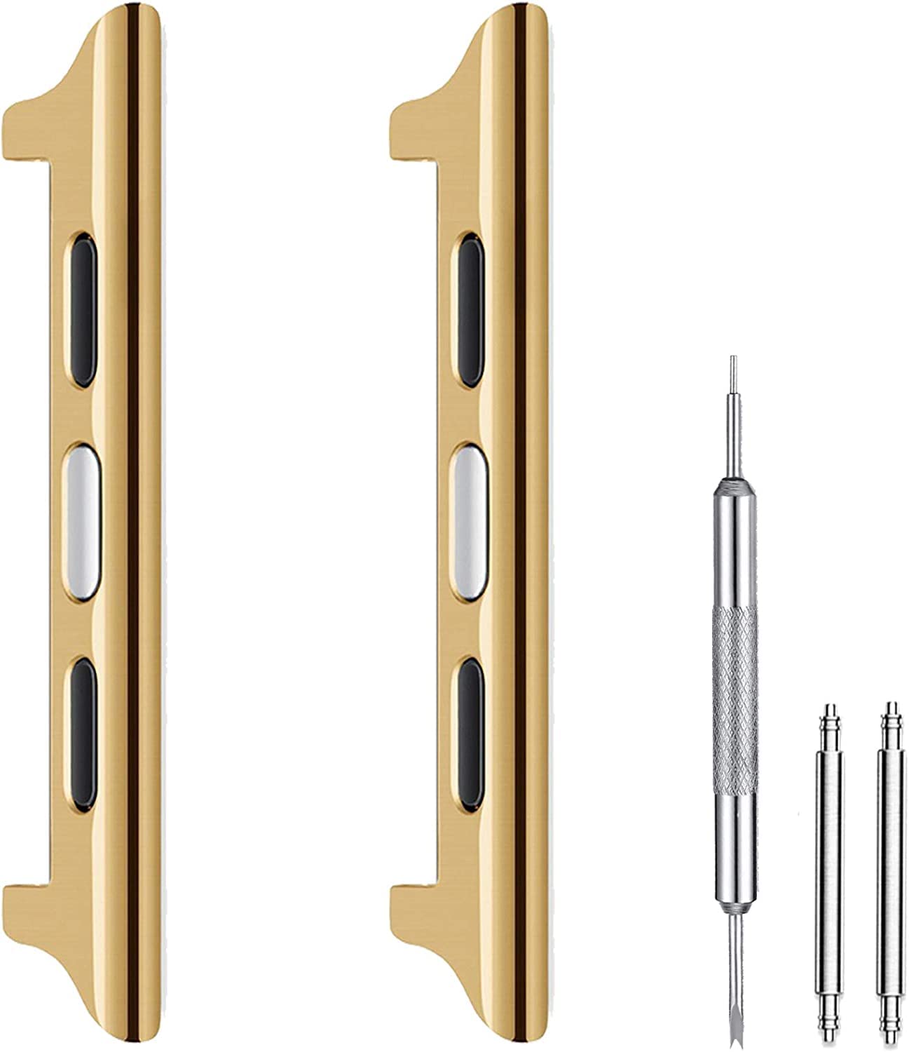 Vintage Time Watches | 20mm Watch Adapter Connector kit for 38/40 / 42 / 44mm Apple Smart Watch | + Tool and Pins (38/40mm, Gold)
