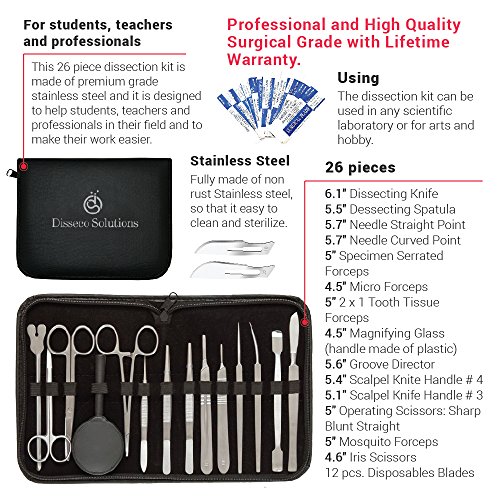 image for Disseco Solutions 26 Pcs Advanced Dissection Kit for Biology, Anatomy 