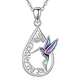 YAFEINI Hummingbird Necklace 925 Sterling Silver Bird Pendant Necklace Hummingbird Jewelry Gifts for Women