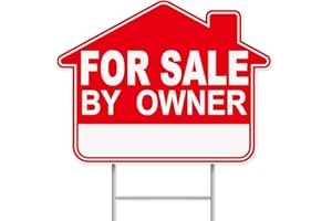 For Sale By Owner Yard Sign, 1-Pack 17"x13" Double-Sided, Corrugated Plastic, H-Stake Metal Stakes, Home for Sale Sign, Estat