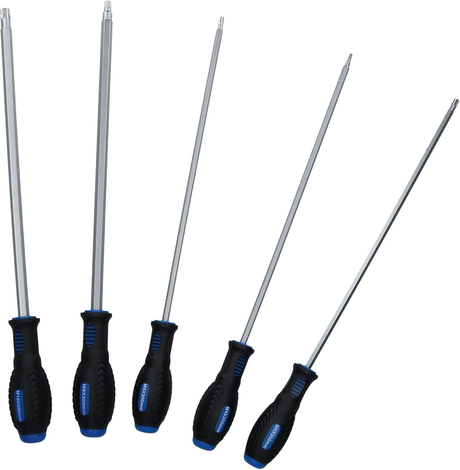 5pc Extra Long (410mm) Spline Screwdrivers M4 M10 for Spline or XZN Screws