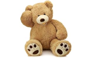 MorisMos Giant Teddy Bear with Big Footprints Plush Stuffed Animals Light Brown 39 inches