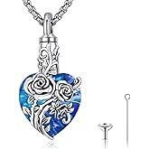 LOOVE Urn Necklace for Ashes for Women/Men 925 Sterling Silver Cremation Jewelry w/Funnel Filler Memorial Jewelry Gifts