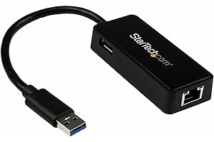 Startech.Com USB 3.0 to Gigabit Ethernet Adapter NIC with USB Port, Black (USB31000SPTB)