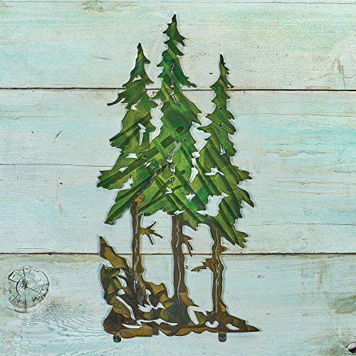 Next Innovations Three Pines Metal Wall Art Decor - Laser Cut Steel - 10" x 22"