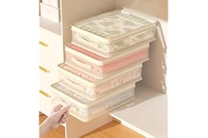 Stackable Fabric Storage Boxes Set Transparent Mesh Reinforced Handles Spacious Compartments Bedding Clothing Home Closet Org