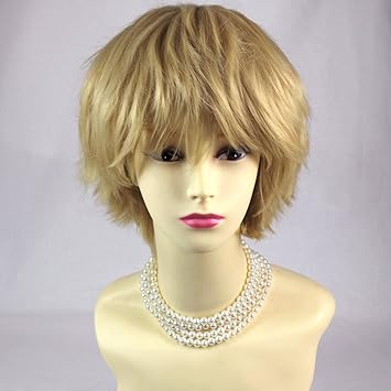 Amazon Com Striking Blonde Man S Wig Short Spikey Style Lady Wig
