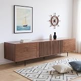 gaoyangjiaju 94.48" Mid Century Modern TV Stand for TVs up to 70"-90",Tv Console with 4 Storage Cabinets, Media Furniture for Living Room or Bedroom,Walnut