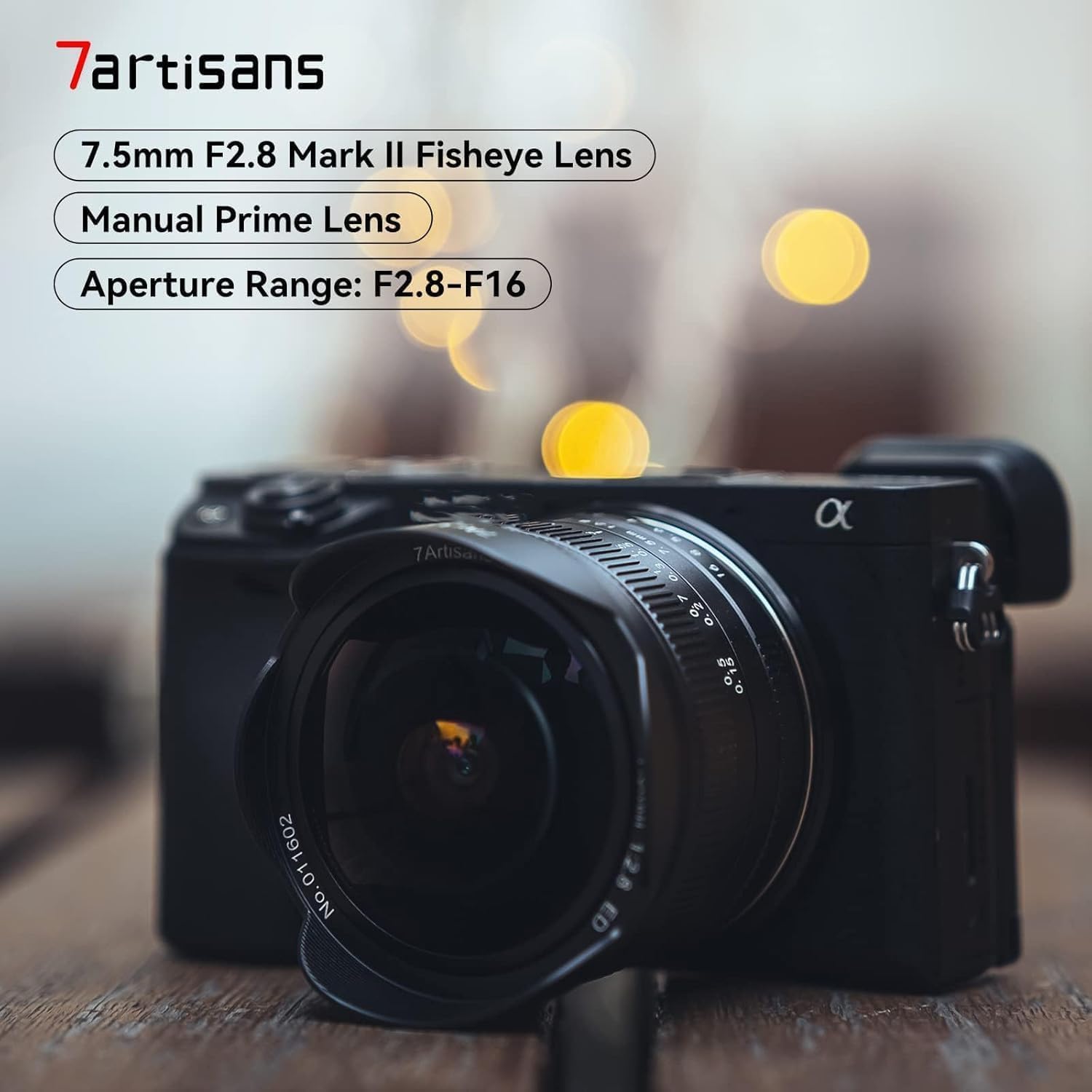 7Artisans 7,5 mm F2,8 II Sony E Mount APS-C Fisheye Prime Objektiv,Manuelles 190° Ultra Weitwinkel Festbrennweiten Objektiv für Sony A5000 A5100 A6000 A6300 A6400 A6500 NEX-5T A7III A7R III 5