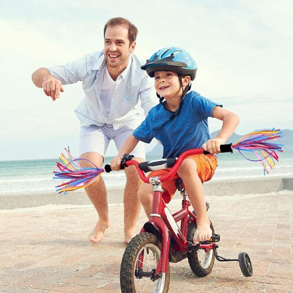 kortes 1 Pack Kids Bike Bell and 2 Pack Kids Bike Streamers for Children's Bike Accessories (Pink, Red,& Blue)