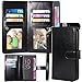 Xperia XA Ultra Case, Linkertech Magnetic Detachable 2 in 1 Leather Wallet Flip Pouch Case Cover with 12 Card Slots and Wrist Strap for Sony Xperia XA Ultra/Xperia C6 (Black)