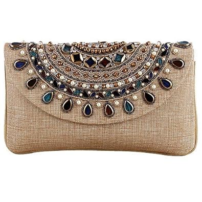 Besterbuy designer jute clutch with decorative stone work