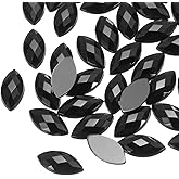 MECCANIXITY 100PCS Acrylic Horse Eye Gems 6x12mm Flat Back Artificial Rhinestones for DIY Crafts Bead Wedding Party Face Painting Jewelry Making (Black)