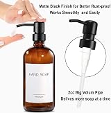 MIUSITE Amber Glass Soap Dispenser 500ml with Stainless Steel Pump - 2 Pack view 3