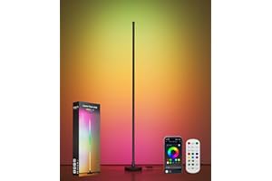 BWGZH Smart RGB LED Corner Floor Lamp, Standing Lamp with Music Sync and 16M+ DIY Colors, Remote & App Control, Color Changing Ambient Lighting, Floor Lamps for Living Room, Bedroom and Party
