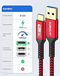SUNGUY USB C Cable 3FT, 10Gbps USB C 3.1 Gen2 USB A