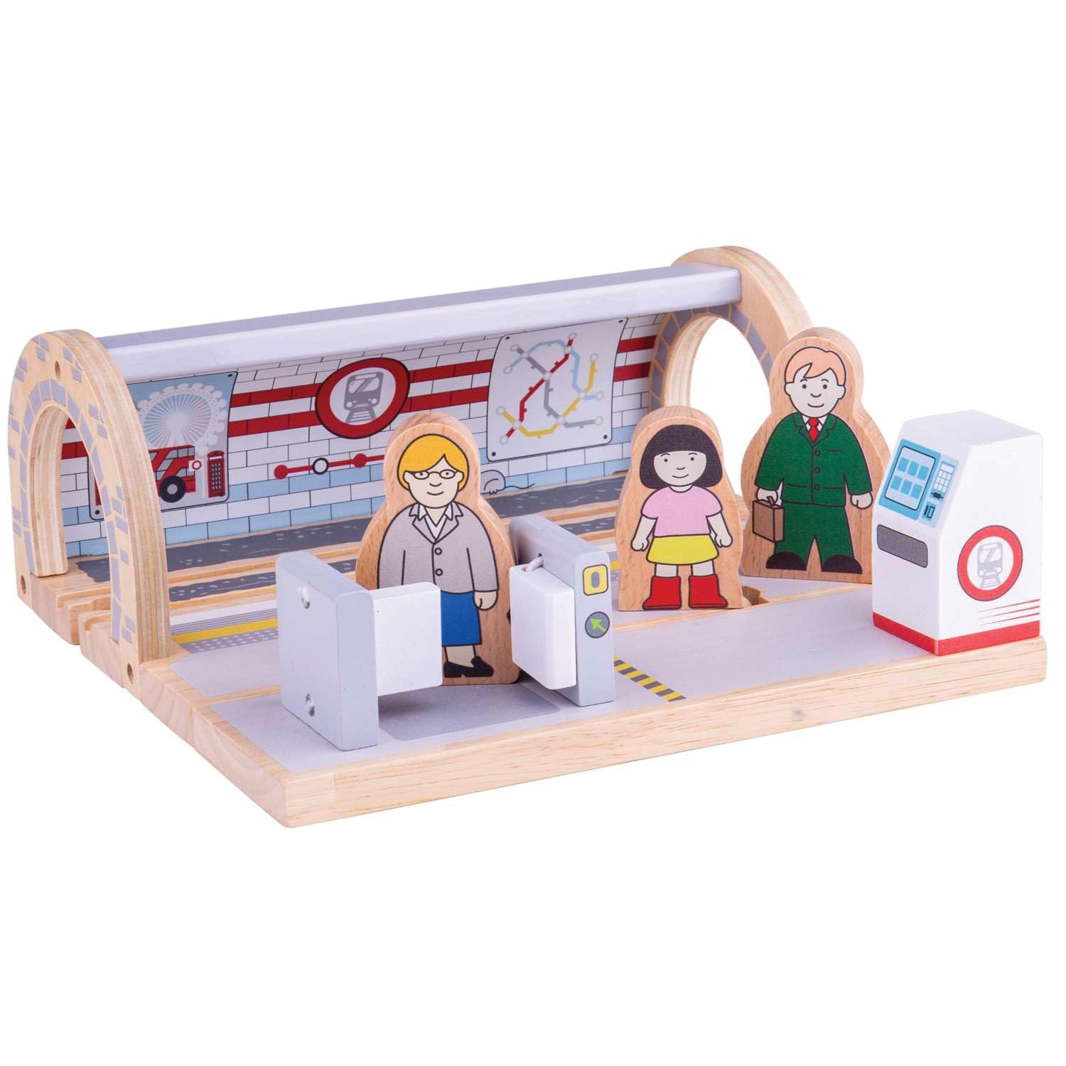 Bigjigs Rail Underground Train Station | Kids Railway Accessories for Wooden Track Sets | London Underground & City Metro Inspired Play Set | Educational Toys for Toddlers | Fun Gifts for 3+ Year Olds
