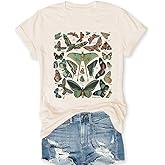 Vintage Butterfly and Moth T-Shirt for Women Casual Aesthetic Nature Short Sleeve Shirt Funny Animal Graphic Tees