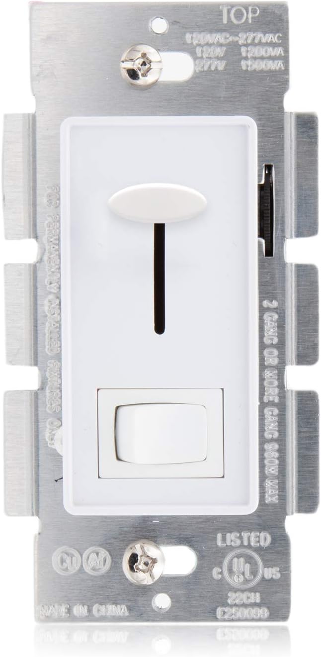 Maxxima 3-Way/Single Pole Dimmer Electrical light Switch 600 Watt max, LED Compatible, Wall Plate Included (2 Pack) - - 