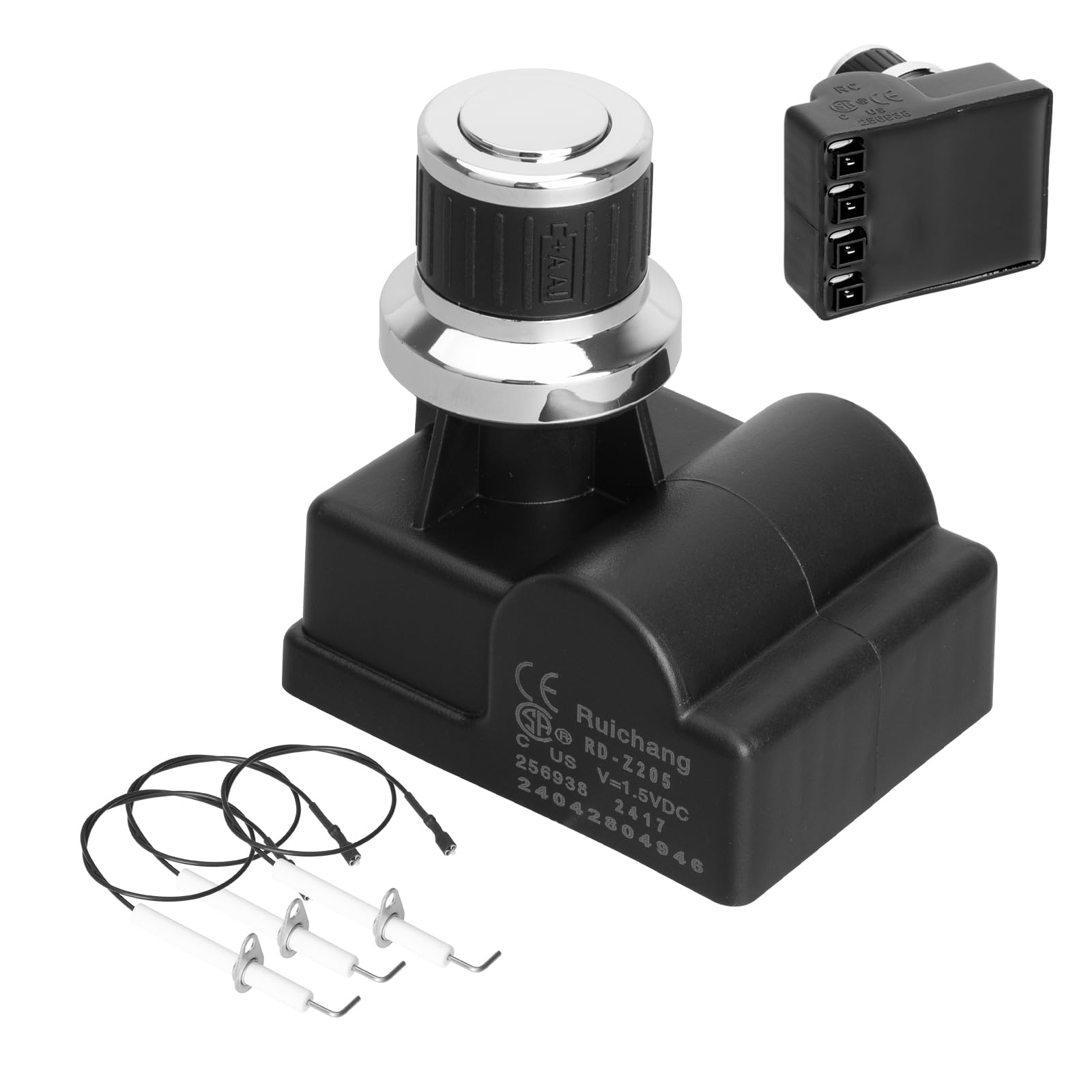 Photo 1 of 4-Outlets Igniter with Wires for Char Griller 5050, 5252, 3008, 3001, 3000, 4 Outlets AA Push Button Electronic Spark Igniter Module for Char Griller Igniter Replacement