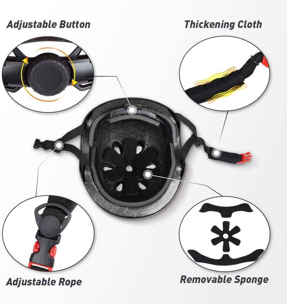 JBM Child & Adults Rider Series Protection Gear Set for Multi Sports Scooter, Skateboarding, Biking, Roller Skating, Protection for Beginner to Advanced, Helmet, Knee and Elbow Pads with Wrist Guards : Sports & Outdoors