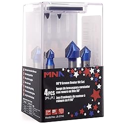 MNA 90° V Groove Router Bit 4 Pcs Set, 1/4 Inch