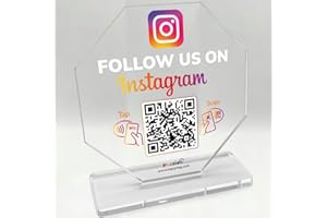 Social Media QR Code Stand – Scan to Follow Us – Boost Followers – Social Media Tag Sign for Storefront, Counter, or Events –