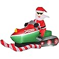HOMCOM 5ft Christmas Inflatable Santa Claus with Snowmobile, LED Lighted for Home Indoor Outdoor Garden Lawn Decoration Party
