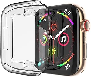 Toosunny Case for Apple Watch 6/5/4 Case 44mm, 2020 New iWatch Built-in Screen Protector Overall Protective Case TPU HD Clear Ultra-Thin Cover for Apple Watch Series 6 / SE / Series 5 / Series 4 (2 Pack) (40 mm)