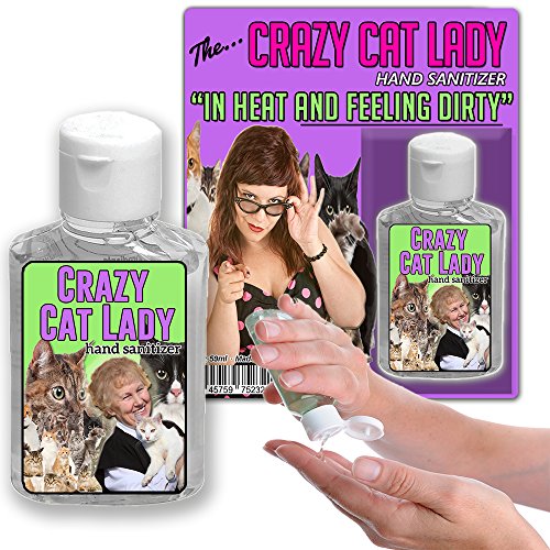 Crazy Cat Lady Hand Sanitizer Gel - 2 oz bottle - Funny Stocking Stuffers - Gag Gifts for Cat Lovers by Gears Out