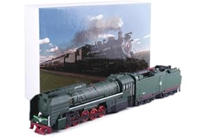 Cpinmicn Vintage Steam Locomotive Model Train, HO Scale, 13 Inch Length, Black with Red Wheels (Green)