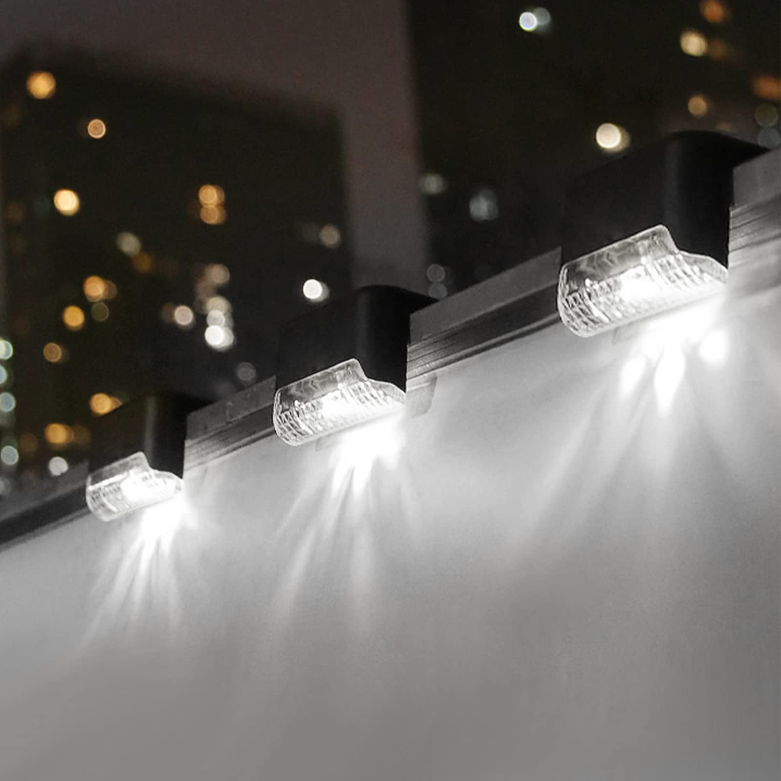 Solar Deck Lights 12 Pack Garden Solar Light Outdoor Waterproof Solar Fence Lights for Outdoor Stairs,Step,Garden Decoration,Fence,Yard,Patio,and Pathway (White Light, Black)