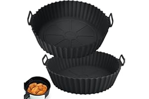 Viretec 2 Pack Air Fryer Silicone Liners for Ninja, Reusable Silicone Bowl Basket Fit for 3 to 5QT Air Fryer, Replacement of Flammable Parchment Paper