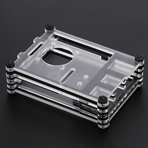 DEWIN Caja de Carcasa Externa de acrílico Multicapa Soporte de Montaje de la cámara Ventilador de refrigeración, Compatible con la Placa Base Rasberry Pi 4B
