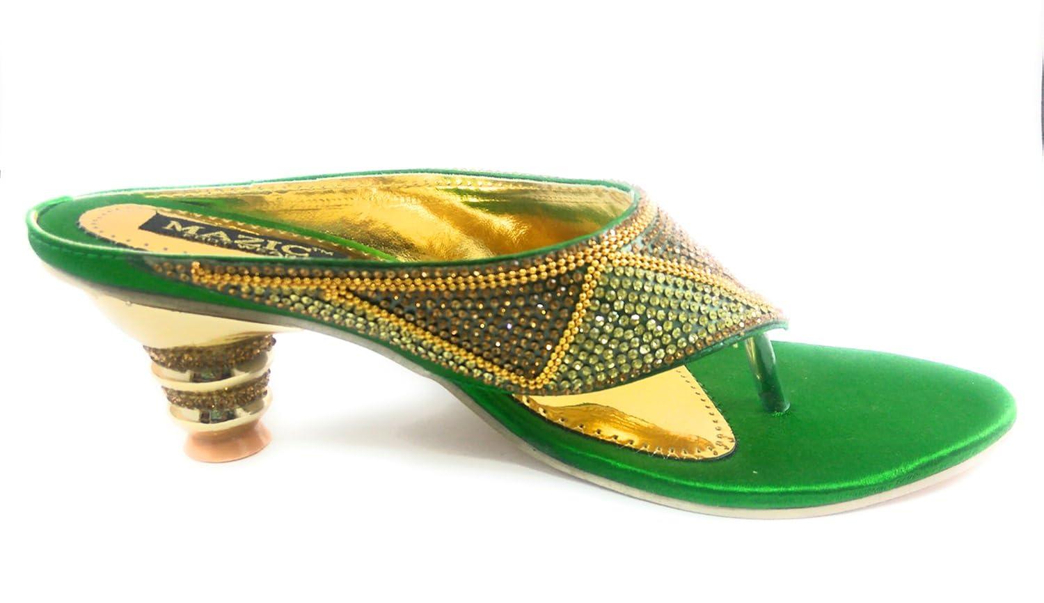 like india women's fancy green colour chappal