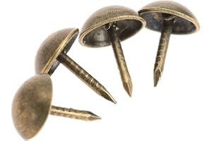 MIKADOLLY 100 Pcs Bronze Round Head Nails Vintage Decorative Tacks Brass Upholstery Snag Thumb Stud Antique Copper Push Pins for Furniture Sofa Chair Wood Case Small Size (Head Dia:1/4", Height:3/8")