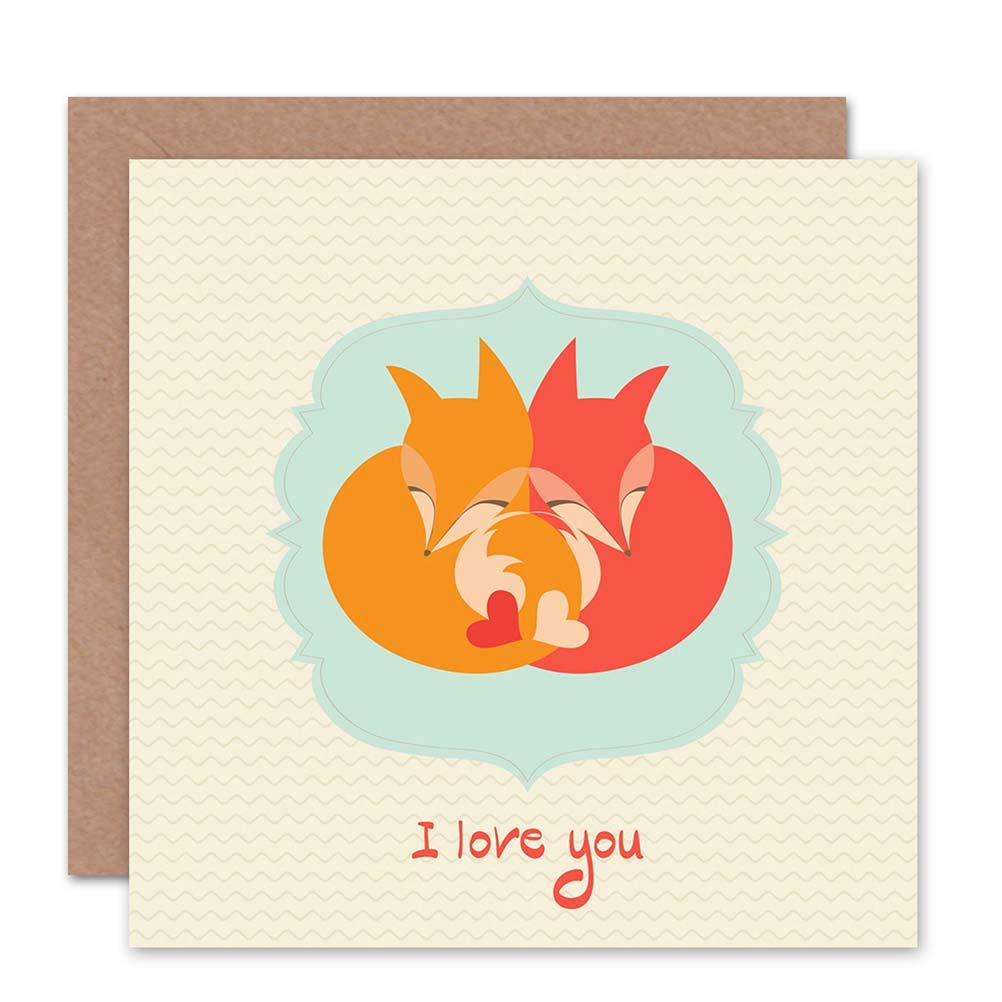 Wee Blue Coo FOX LOVE CARTOON VALENTINES HEARTS BLANK GREETINGS BIRTHDAY CARD ART