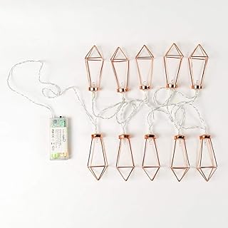 OMKMNOE Metall Laternen Lichterkette - Batteriebetrieben - Timer-Funktion - 10 LEDs Warmweiß, Von Festive Lights (Rosé-Gold),Gold