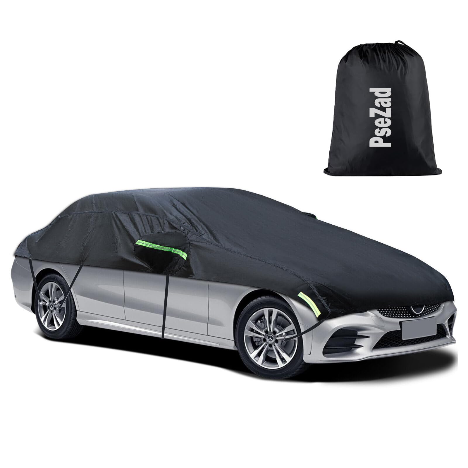 Photo 1 of Universal Half Car Cover Waterproof All Weather, Black Car Covers for Automobiles Outdoor Indoor for All Season Waterproof Dustproof Uv Resistant Snowproof Fit for Sedan