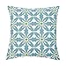 Slow Cow Decorative Cushion Cover Embroidery Turquoise Teal Accent Pattern Throw Pillow Cover Floral, 18x18 Inches