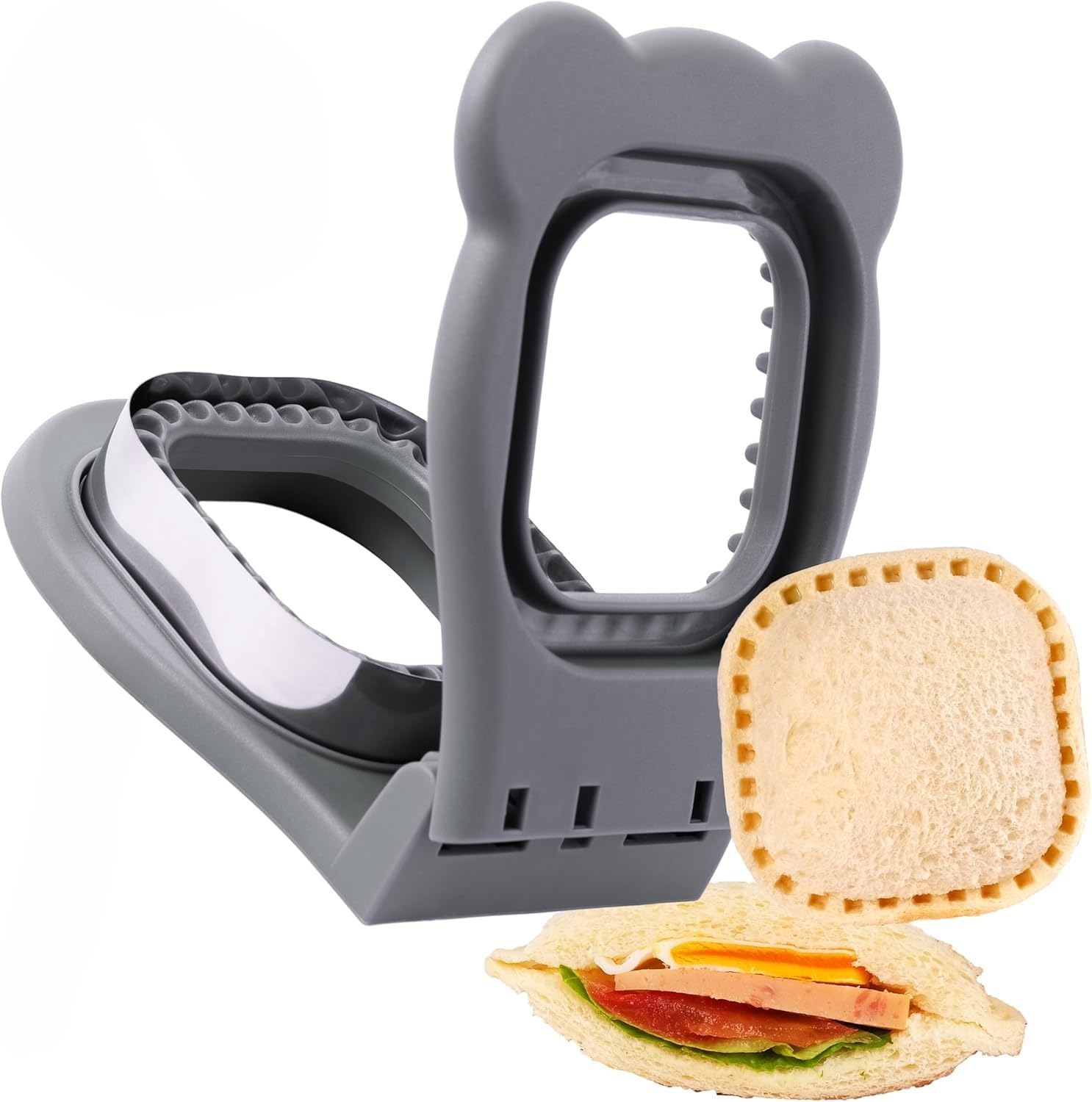 Sandwich Maker Sealer Cutter, Crustless Sandwich Cutter, PB&J Uncrustable Maker - Color Grey, Square Shape
