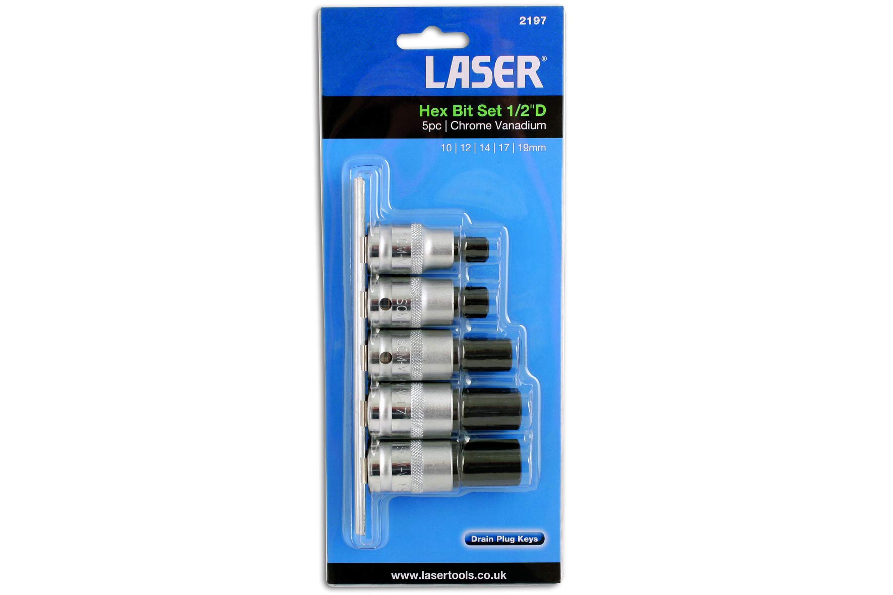 Laser 2197 Hex Socket Bit Set 1/2"D 5pc