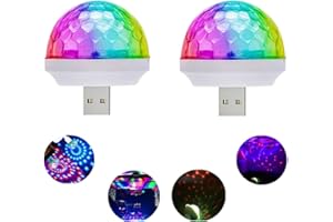 BOOLIAN USB Mini Voice-Activated Magic Ball & Disco Ball Light - Portable Mini Strobe LED Car Atmosphere Light - Suitable for Christmas & Halloween Decoration - White (2 pcs)