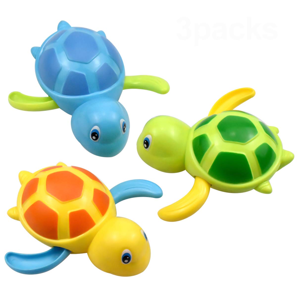 NATCUE 3PCS Baby Bath Toys - Clockwork Turtle & Wind Up Swimming Turtle for Toddlers Boys & Girls