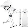 Dazzl 360-Degree Roto-Flip EZ20 Essential Ironing Board - Dual-Sided, Slim Iron Board Top with 8-Level Adjustable Height, Detachable Iron Holder, & Non-Slip Feet - HDPE Ironing Board Full Size