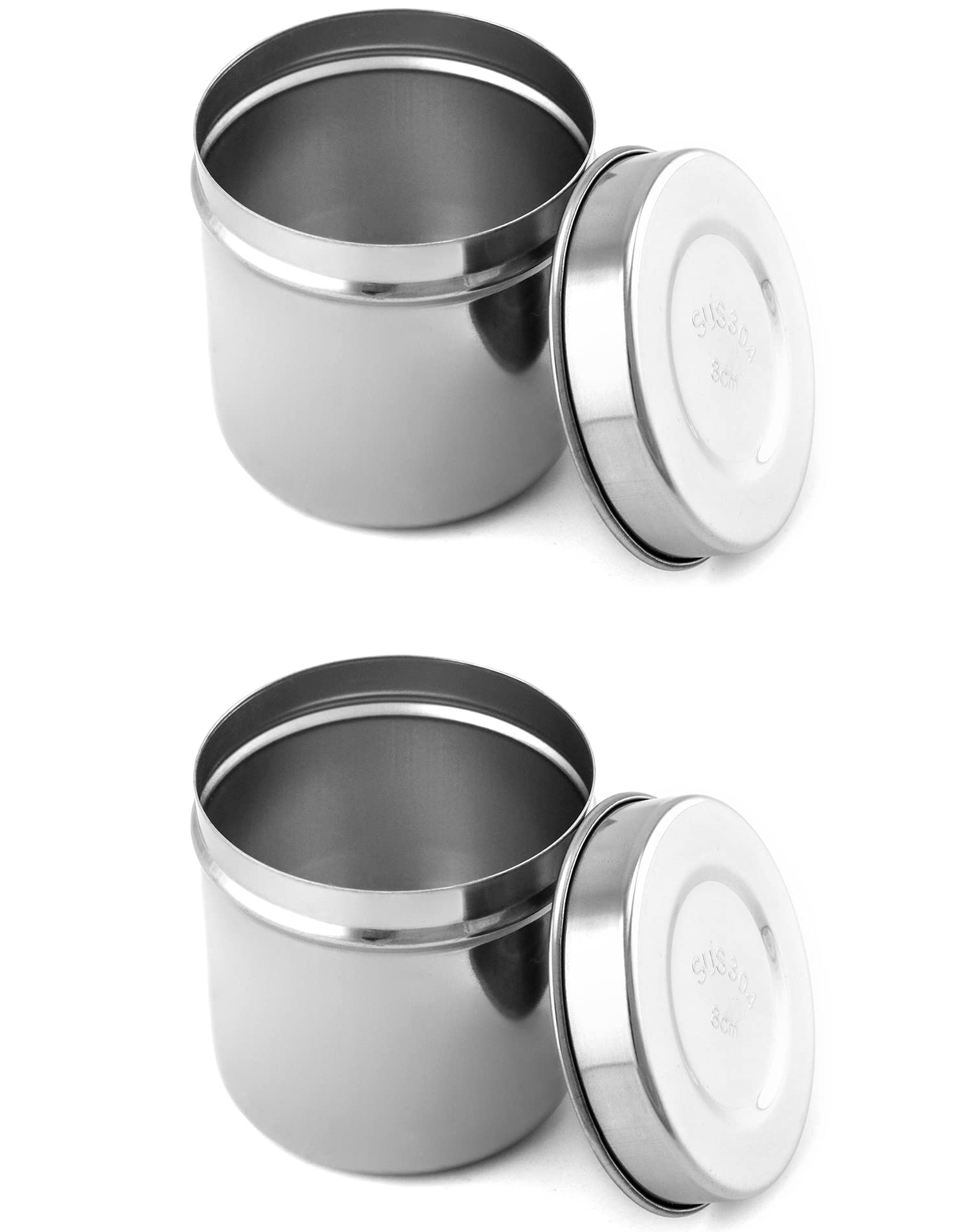 QWORK Stainless Steel Ointment Jar with Lid, 2 Pack